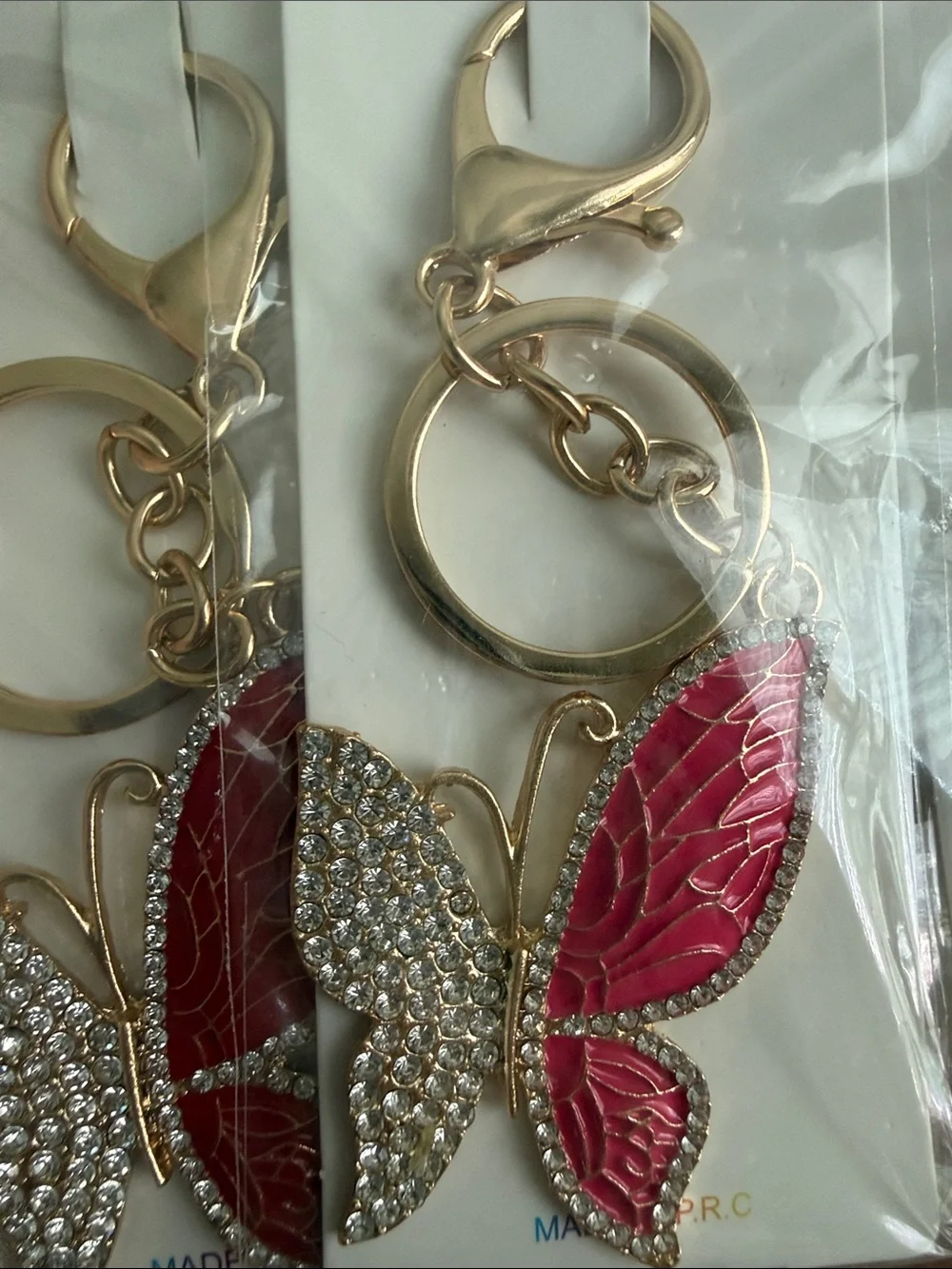 3 for $10 Enamel & Rhinestone Butterfly Keychains - Gold Tone NWT